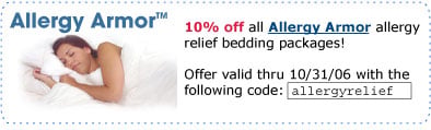 10% off all Allergy Armor allergy relief bedding packages!