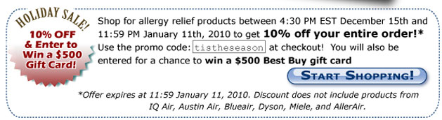 AchooAllergy.com Holiday 10% Off Sale Details!