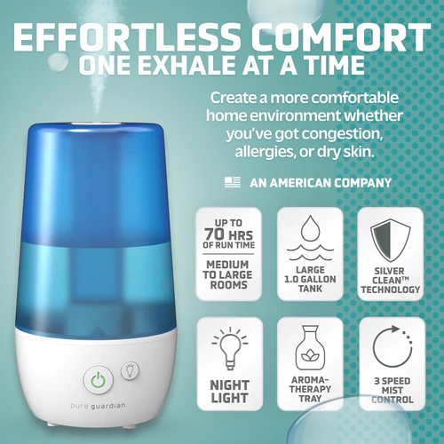 PureGuardian H965 Ultrasonic 70 Hour Cool Mist Humidifier