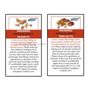 Food Allergy Restaurant Cards