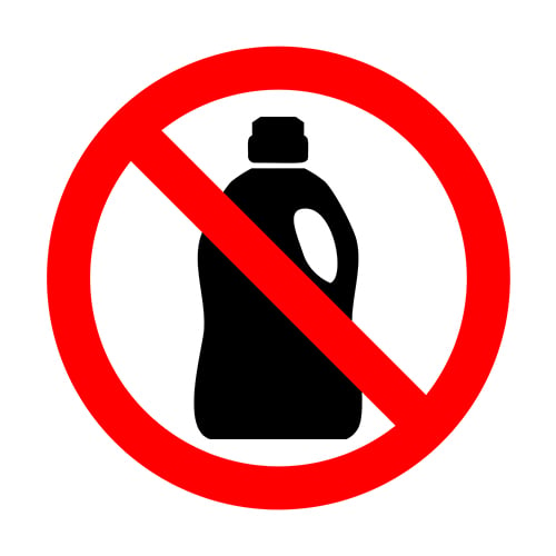 graphic of prohibited sign over chemical bottle